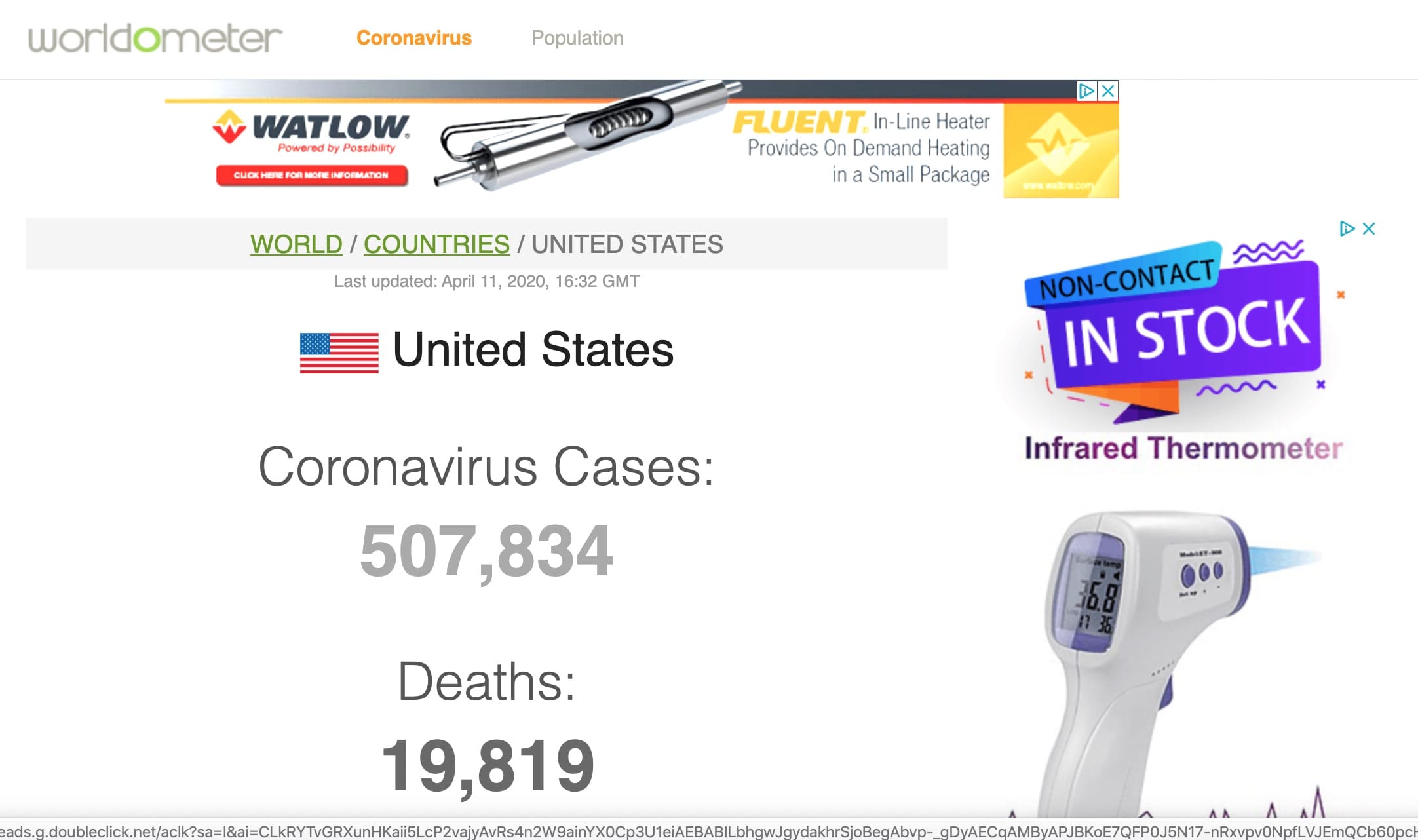 Worldometer US April 11 2020